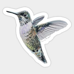 Ruby Throated Hummingbird in Flight bird painting Sticker